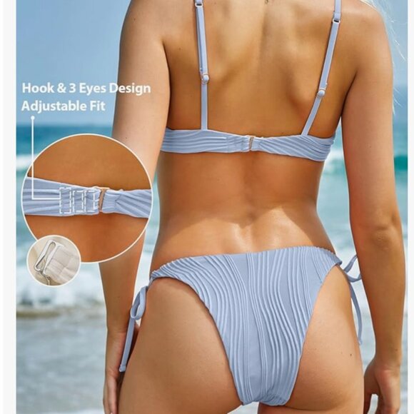 NWT Zaful underwire textured bikini set L Large - Picture 2 of 10